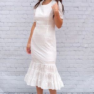 ✨White Eyelet Midi dress